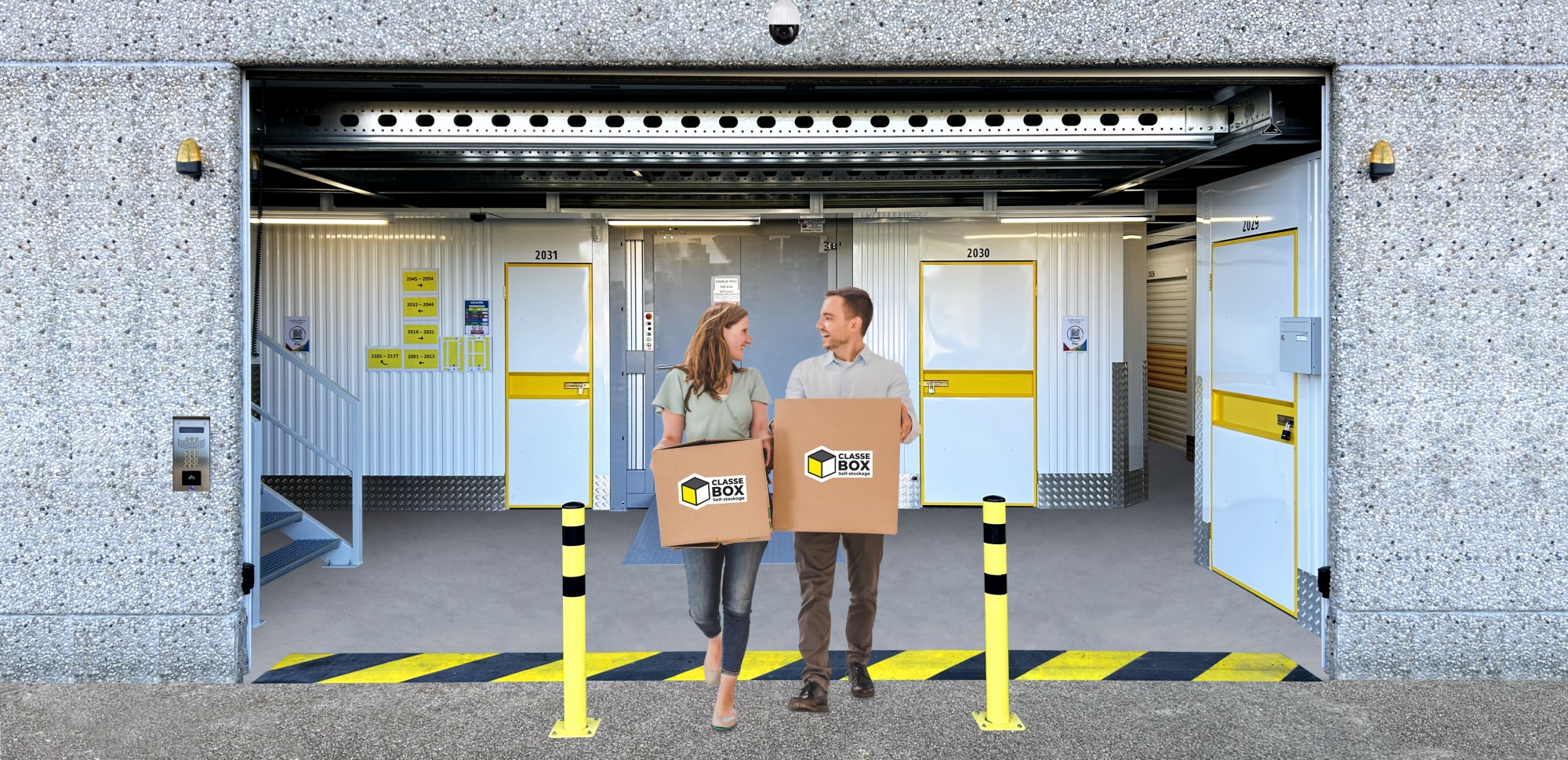 Entrée des box à Calais